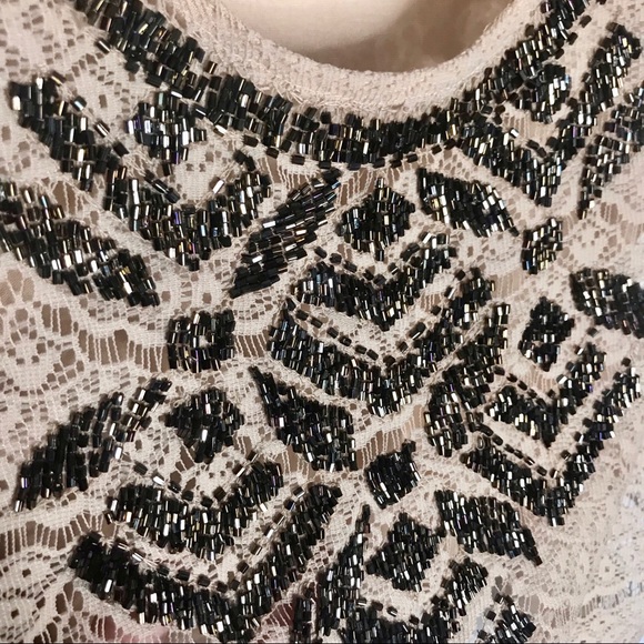 Topshop | Sheer Beaded Lace Crop Top (US 2) - Picture 3 of 4